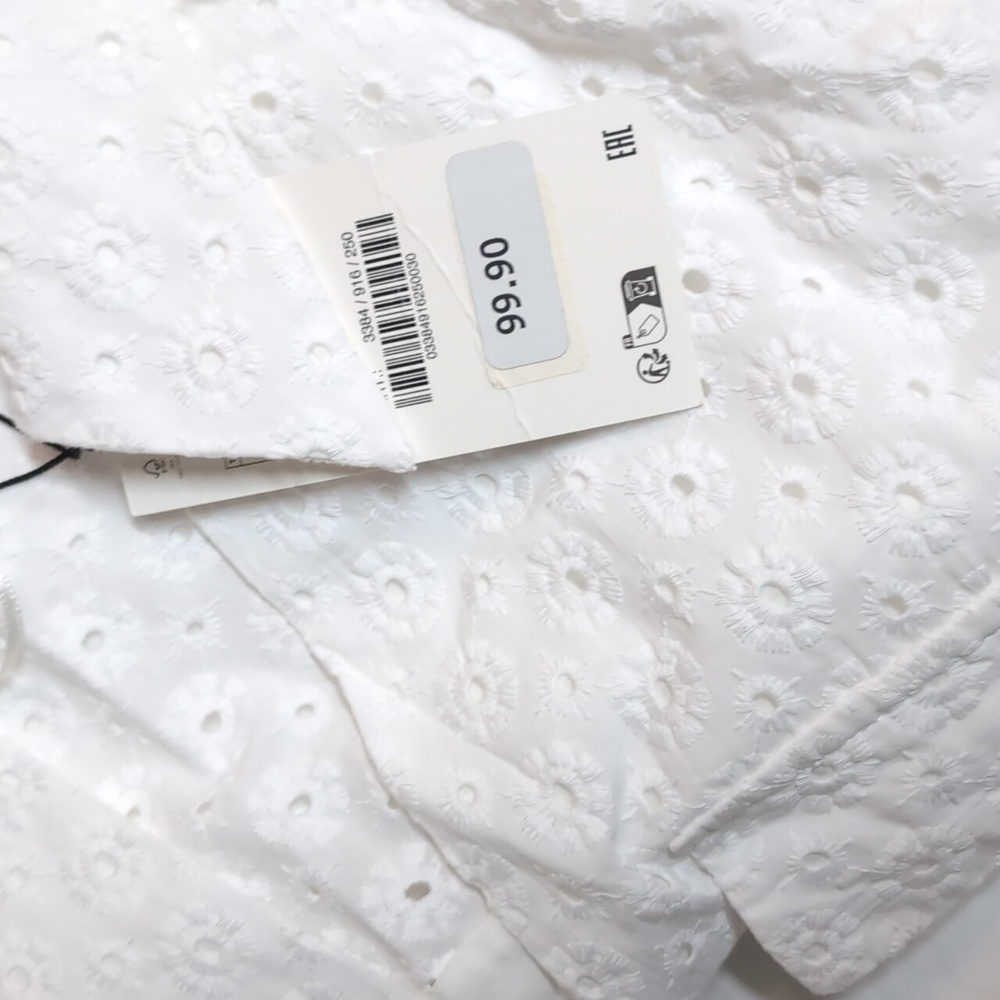 ZARA $99NWT WOMAN V-NECK OPENWORK EMBROIDERED MIDI DRESS WHITE ZIP | 3384/916 - Picture 11 of 11